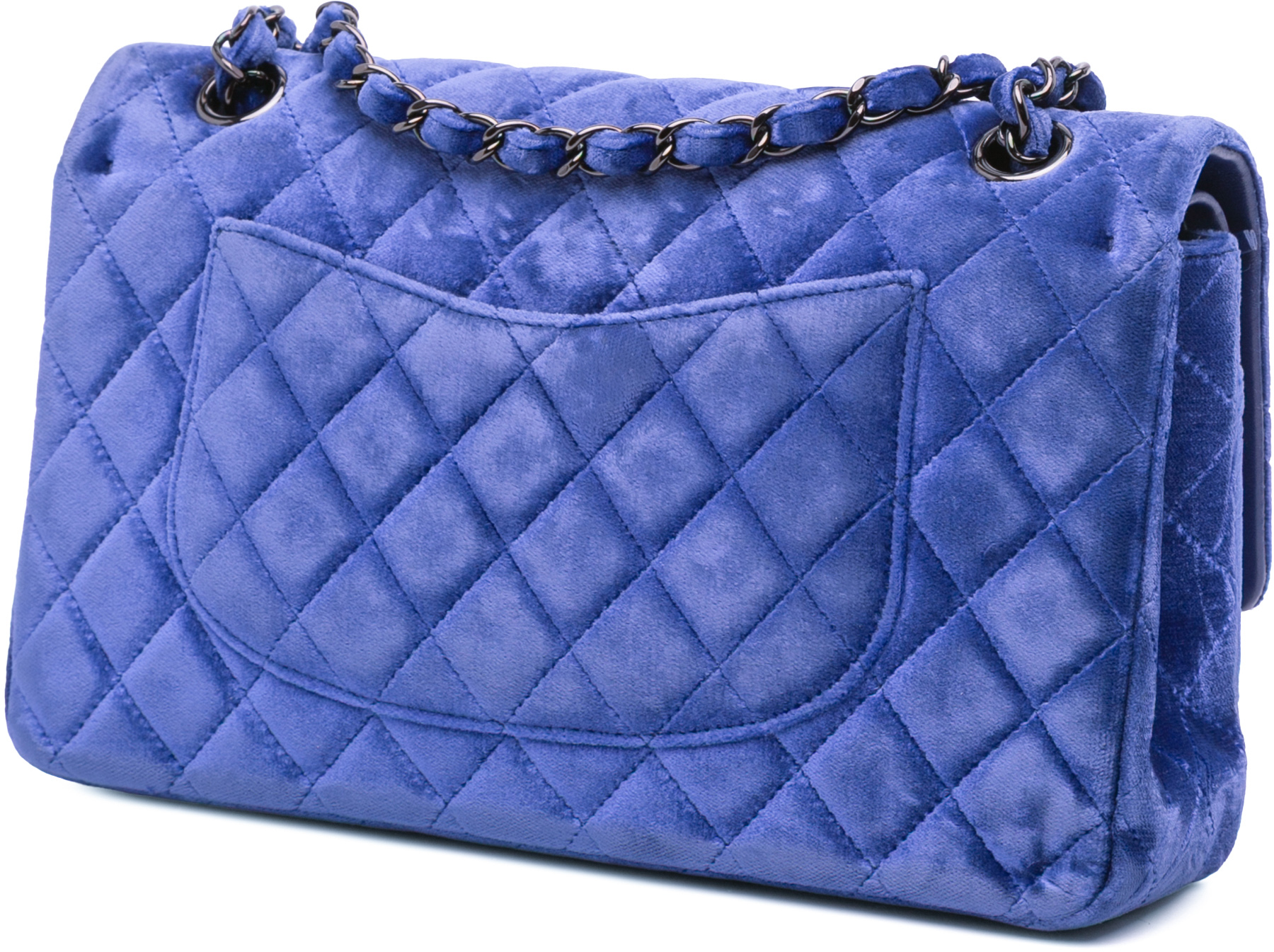 Chanel Medium Classic Velvet Double Flap Blauw