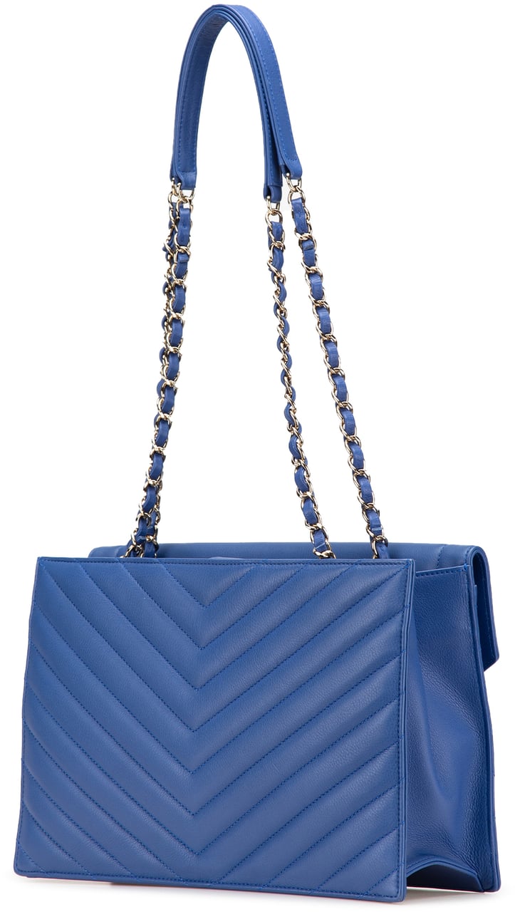 Chanel Chevron Calfskin Coco Envelope Shoulder Bag Blauw