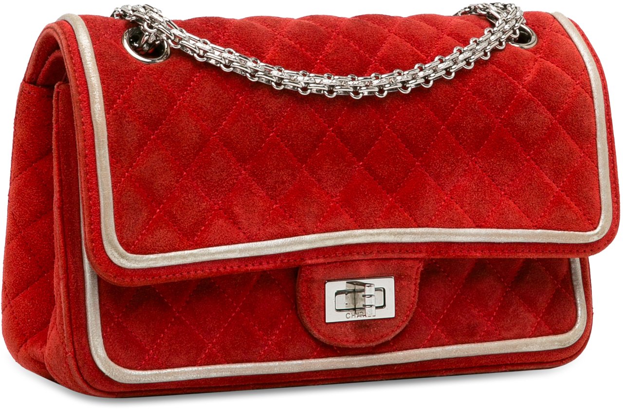 Chanel Medium Suede Re-issue 2.55 Double Flap Rood
