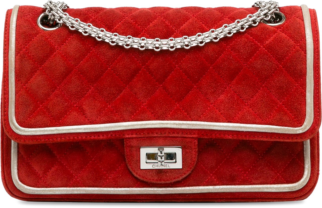 Chanel Medium Suede Re-issue 2.55 Double Flap Rood