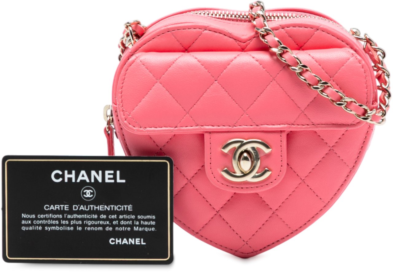 Chanel Mini Lambskin CC in Love Heart Crossbody Roze