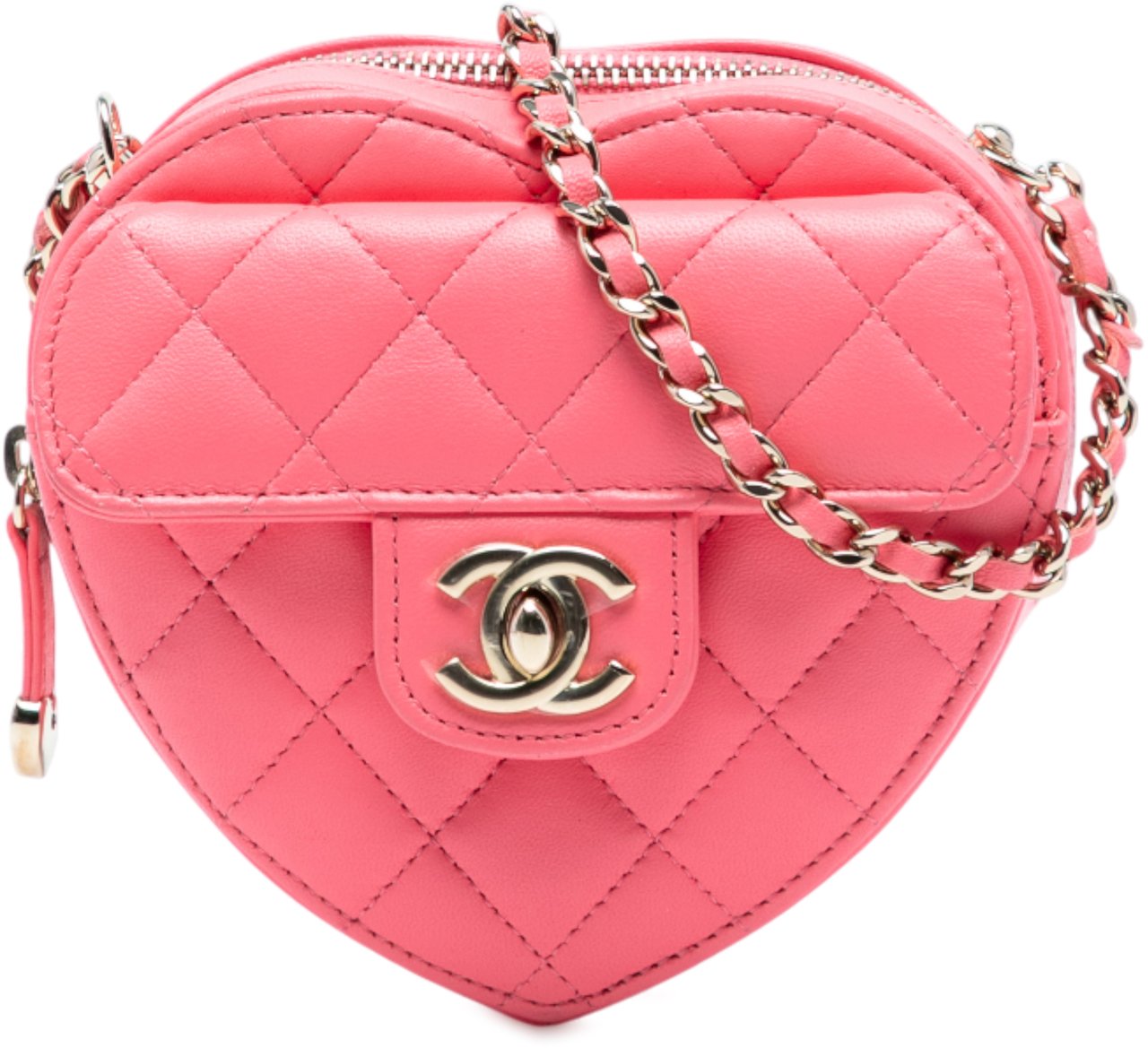 Chanel Mini Lambskin CC in Love Heart Crossbody Roze