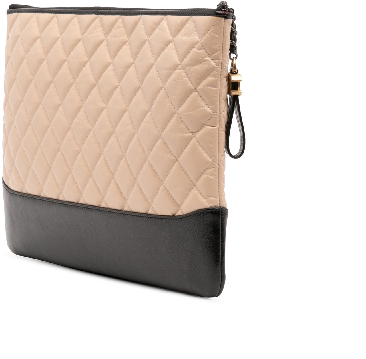 Chanel Large Aged Calfskin Gabrielle O Case Clutch Bruin
