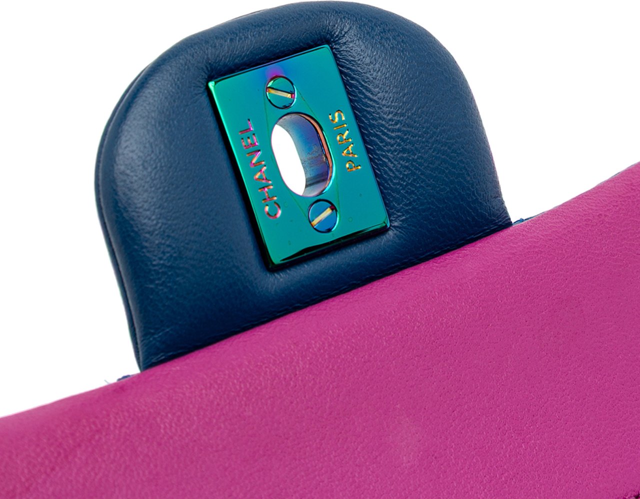 Chanel Small Classic Lambskin Rainbow Double Flap Blauw