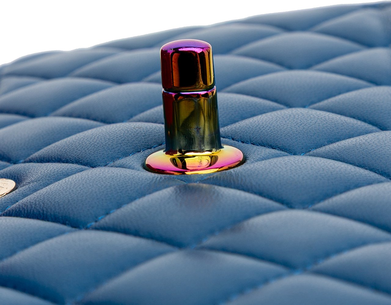 Chanel Small Classic Lambskin Rainbow Double Flap Blauw