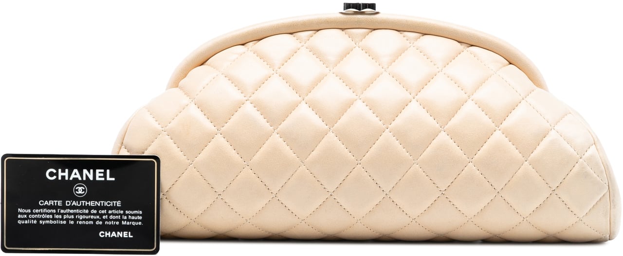 Chanel Quilted Lambskin Timeless Kisslock Clutch Bruin
