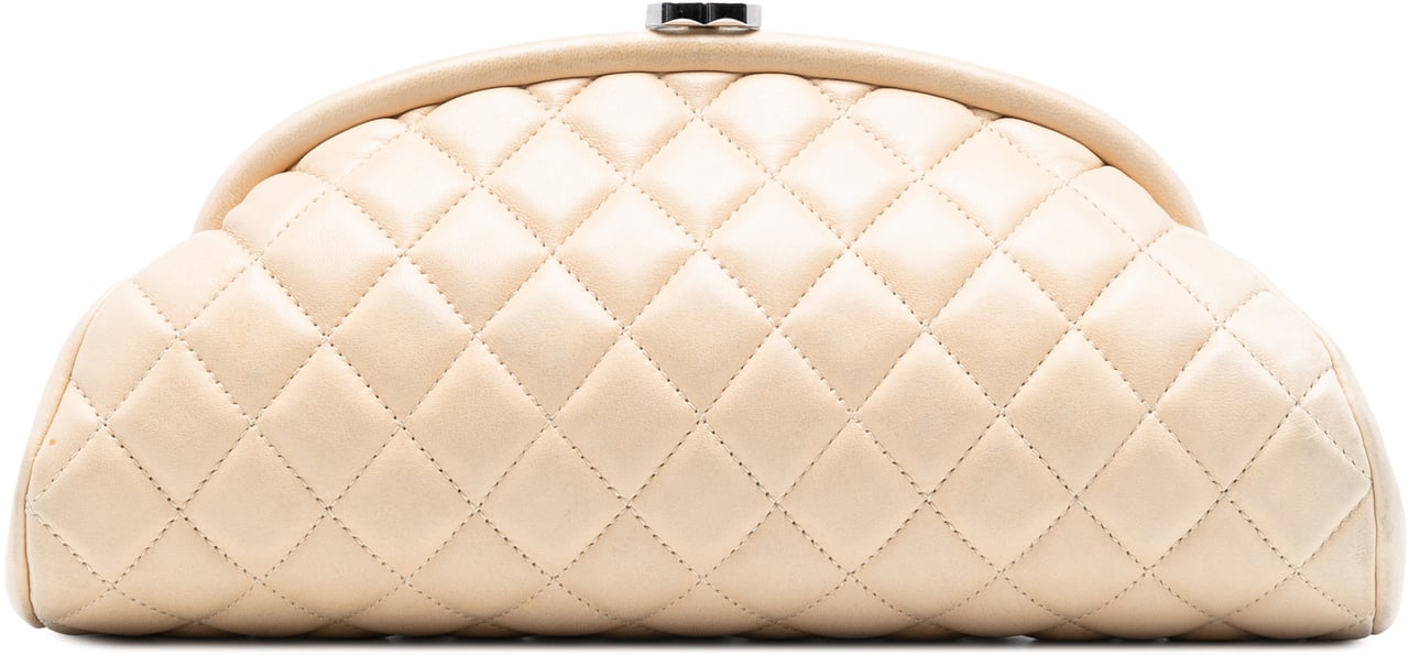 Chanel Quilted Lambskin Timeless Kisslock Clutch Bruin