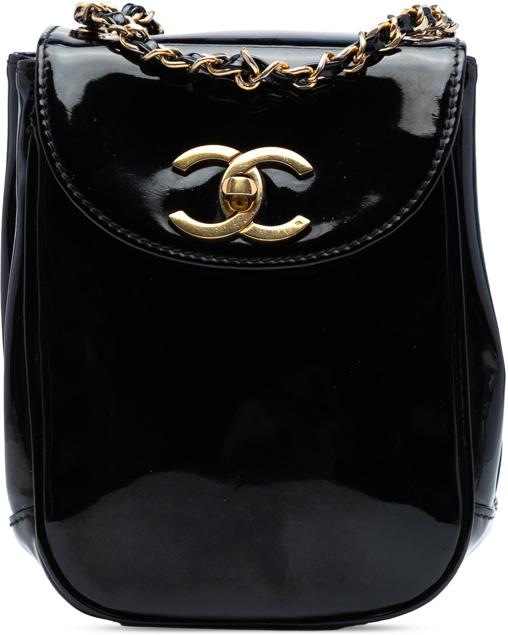 Chanel CC Patent Flap Crossbody Zwart