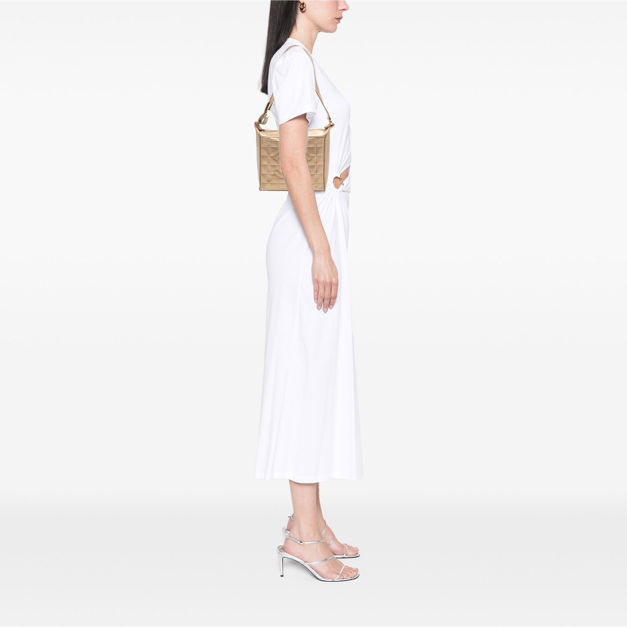 Chanel CC Chocolate Bar Metallic Lambskin Shoulder Bag Goud