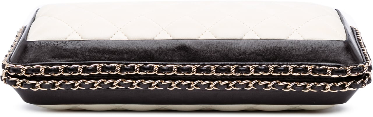 Chanel Bicolor Quilted Lambskin Chain Around Clutch Wit