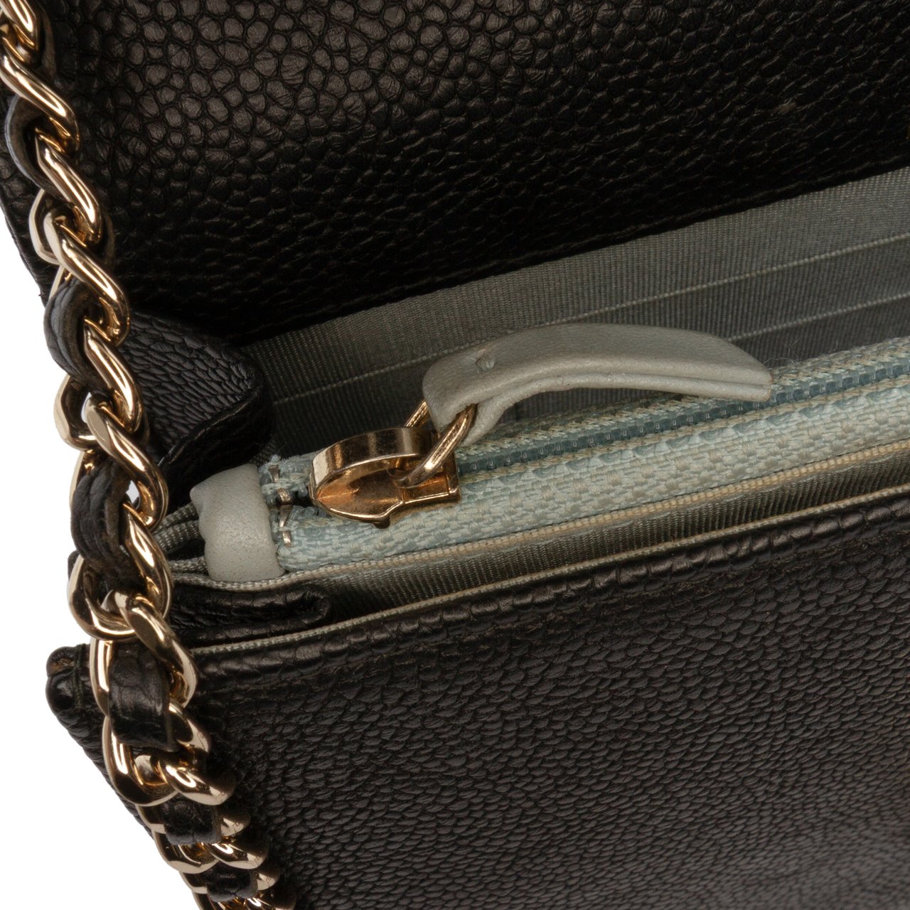 Chanel Paris-Cuba Square Quilted Caviar Thread Around Wallet On Chain Zwart