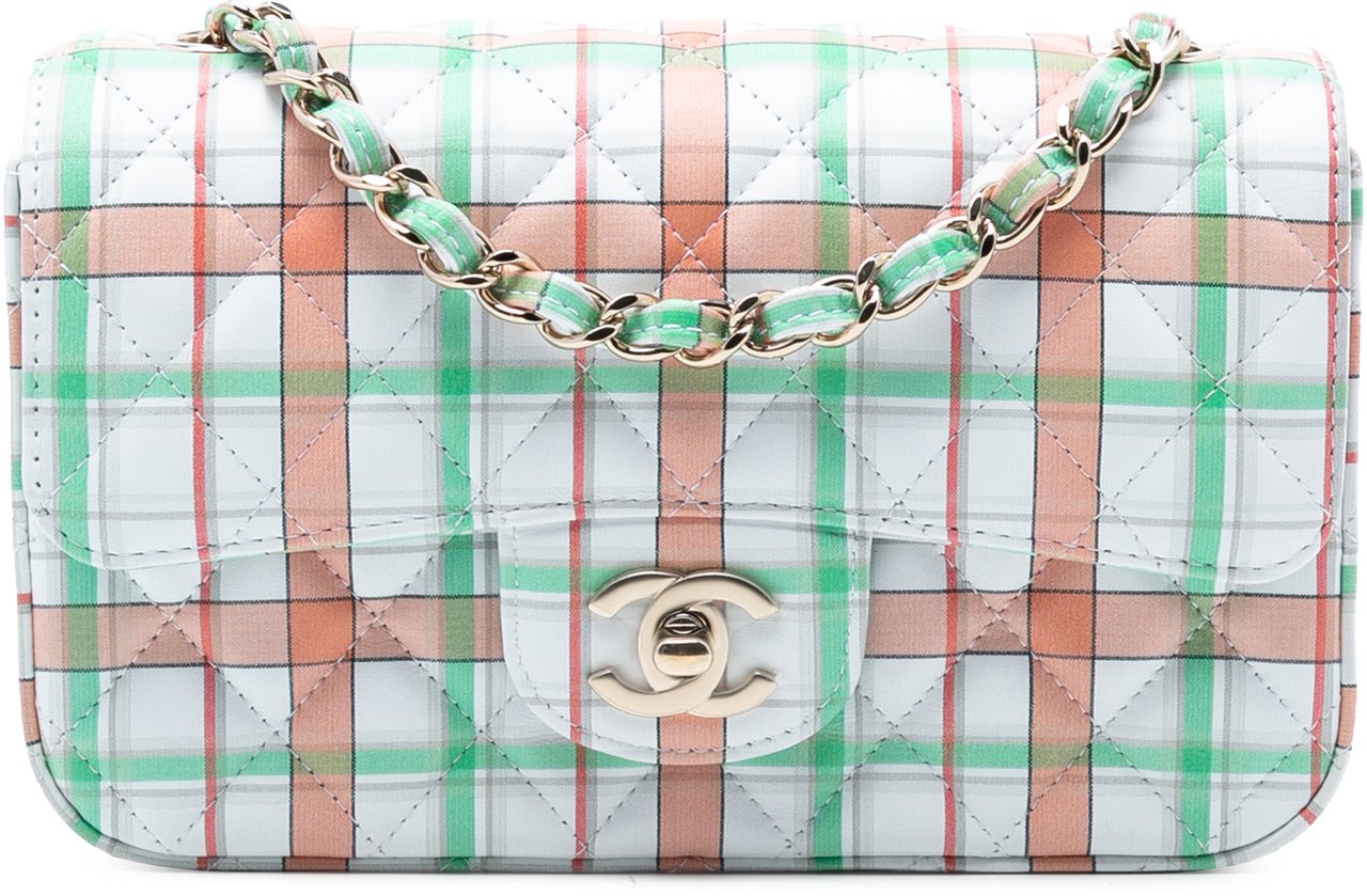Chanel Mini Rectangular Classic Printed Calfskin Single Flap Groen