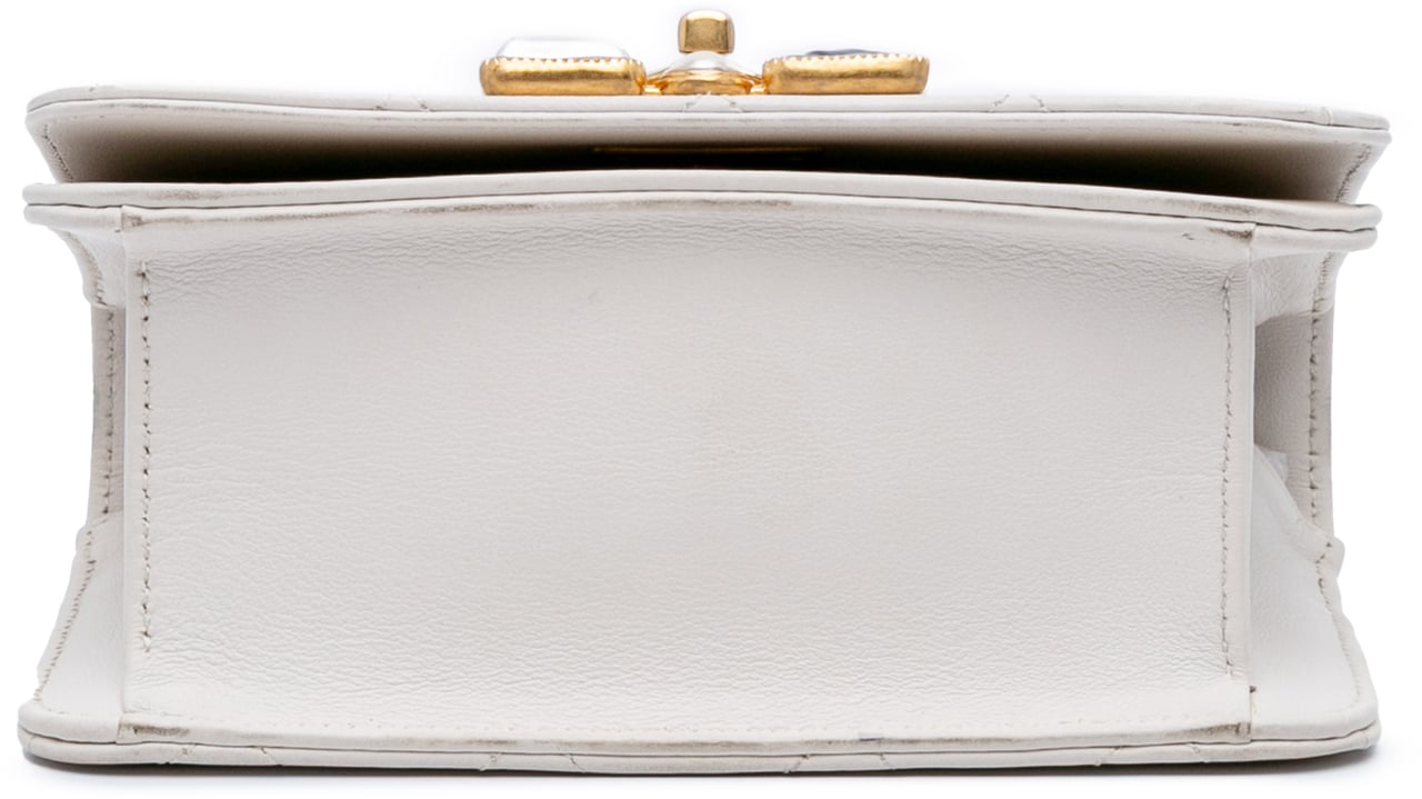 Chanel Small CC Quilted Calfskin Crystal Pearl Full Flap Wit