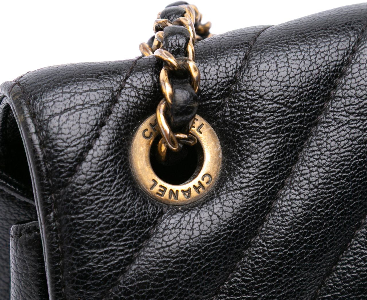 Chanel Medium Diagonal Quilted Goatskin Flap Zwart