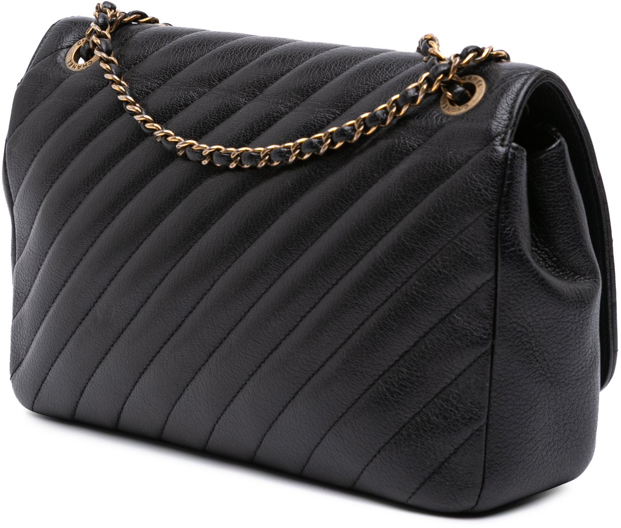 Chanel Medium Diagonal Quilted Goatskin Flap Zwart