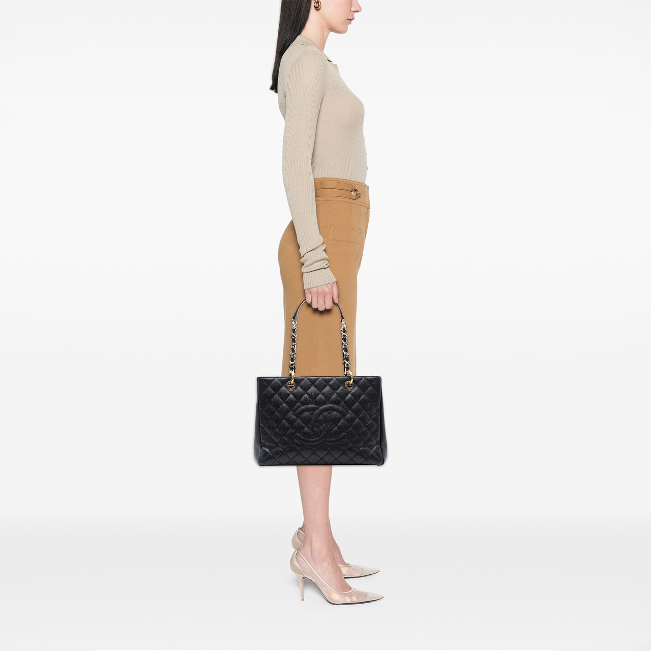 Chanel Caviar Grand Shopping Tote Zwart