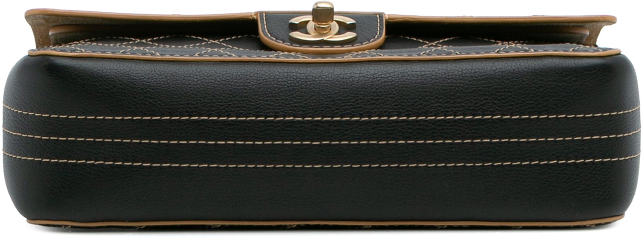 Chanel Medium Classic Calfskin Wild Stitch Double Flap Zwart