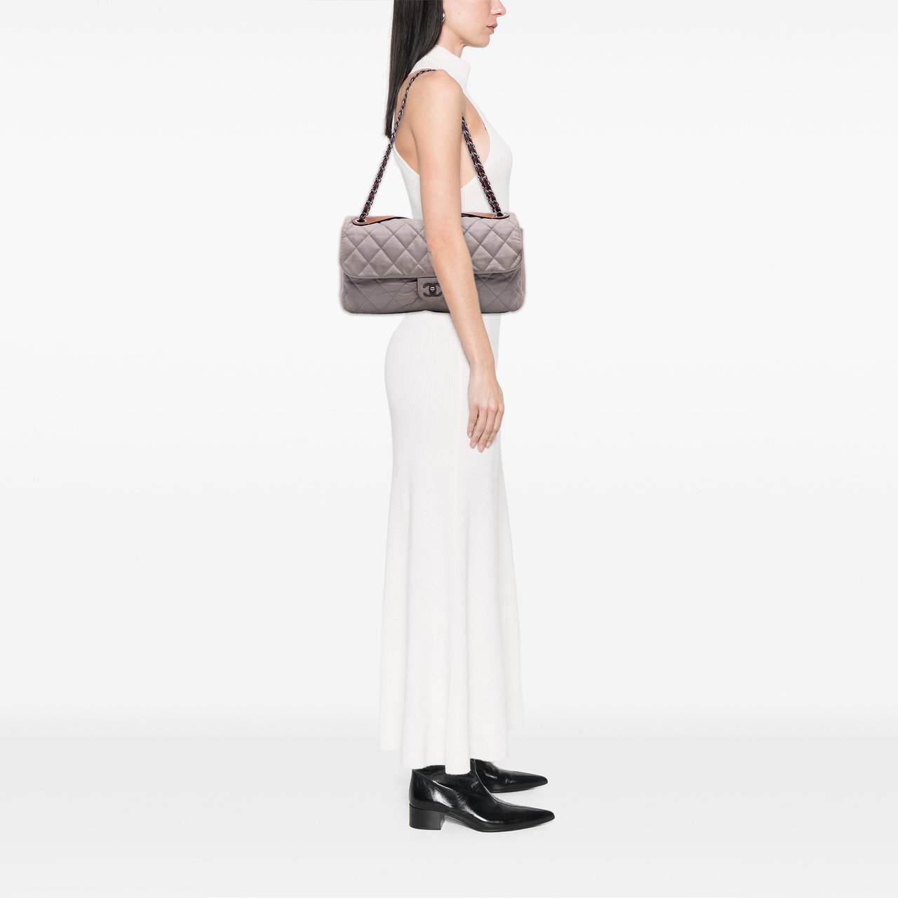 Chanel Jumbo Iridescent Calfskin In The Mix Flap Grijs