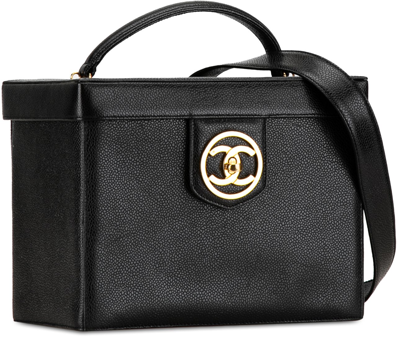 Chanel CC Caviar Vanity Case Zwart