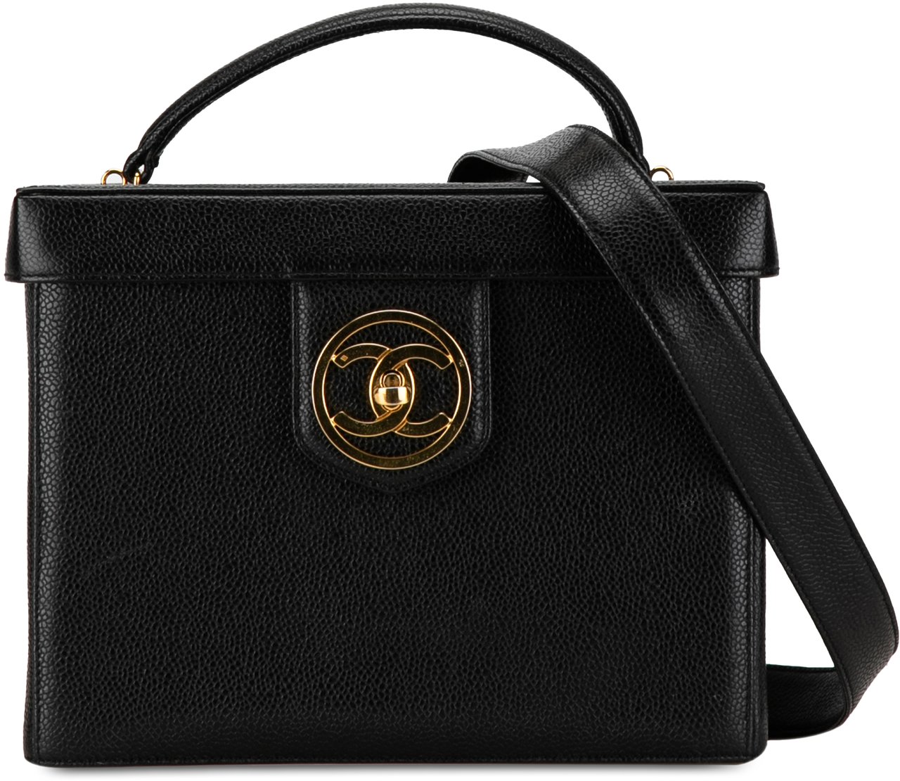 Chanel CC Caviar Vanity Case Zwart