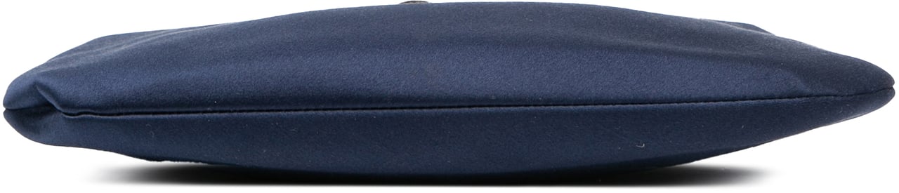 Chanel Satin Crystal Camellia Evening Frame Clutch Blauw