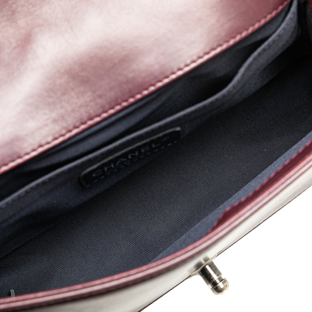 Chanel Old Medium Velvet and Tweed Boy Flap Rood