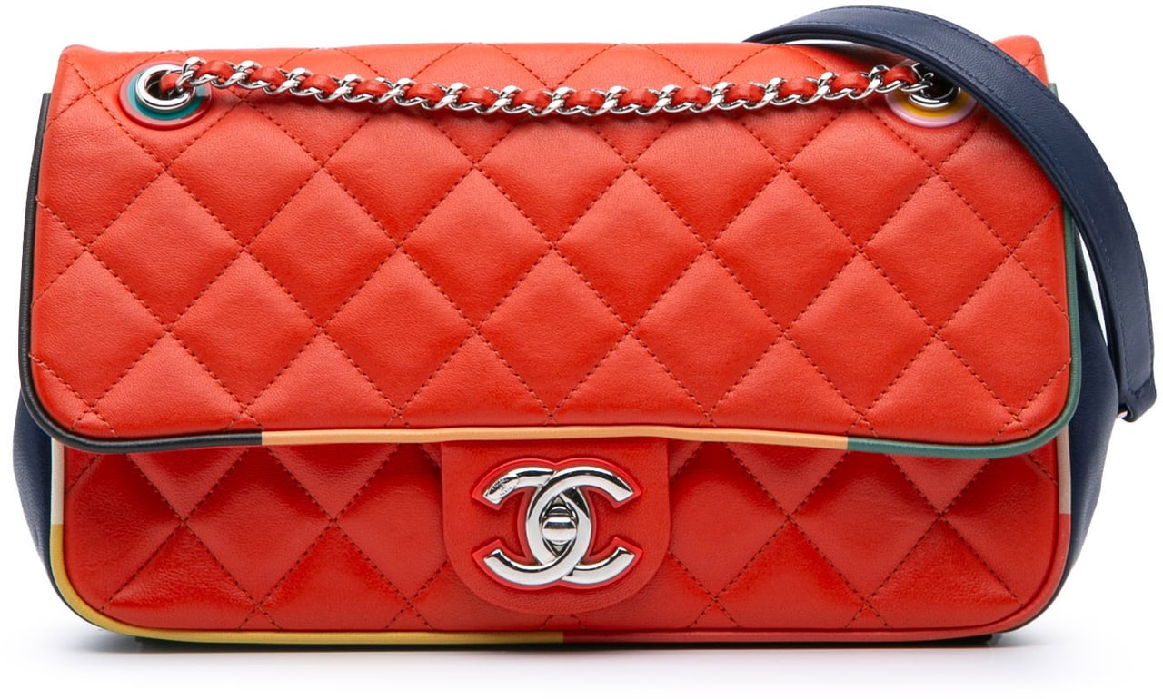 Chanel Medium Quilted Lambskin Cuba Color Flap Rood