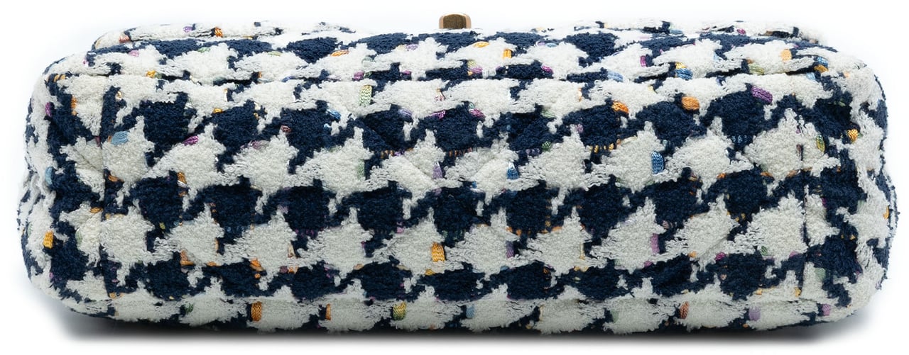 Chanel Large Houndstooth Tweed 19 Flap Blauw