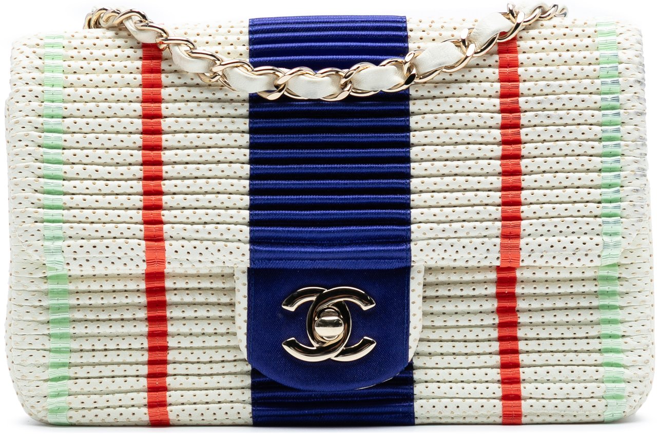 Chanel New Mini Pleated Perforated Lambskin Single Flap Wit