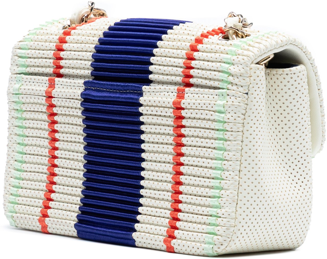 Chanel New Mini Pleated Perforated Lambskin Single Flap Wit