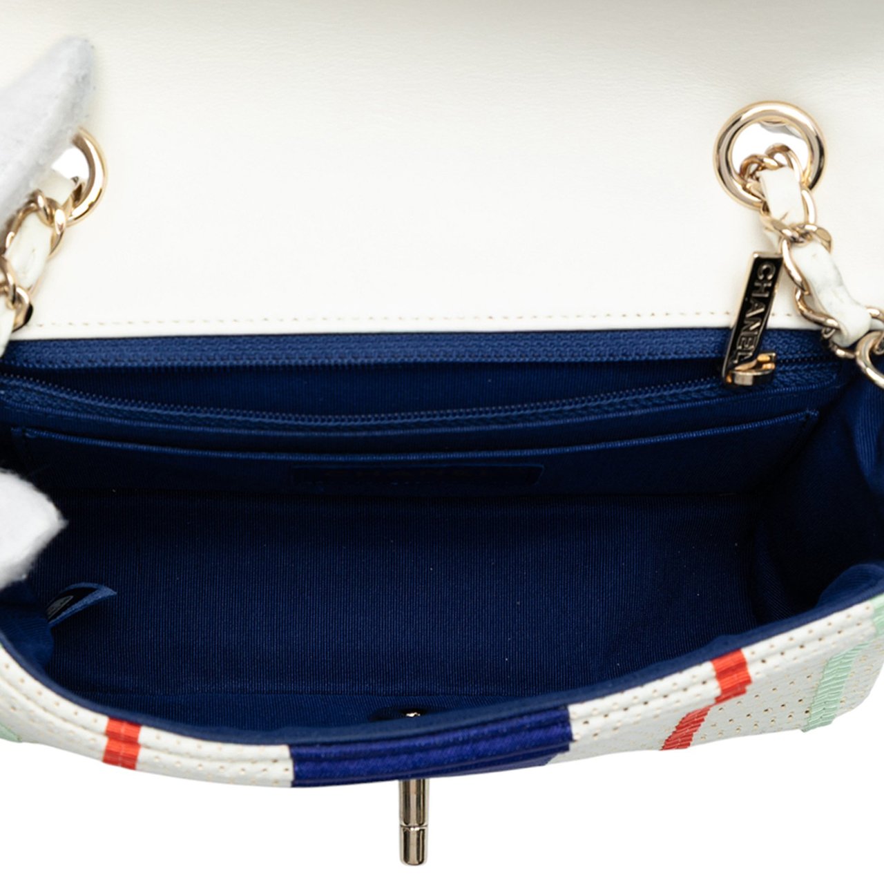 Chanel New Mini Pleated Perforated Lambskin Single Flap Wit