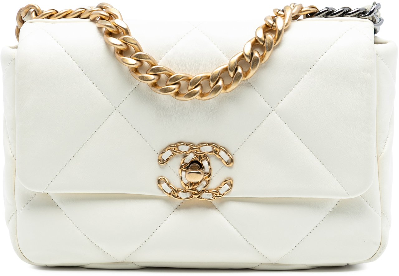Chanel Medium Lambskin 19 Flap Wit