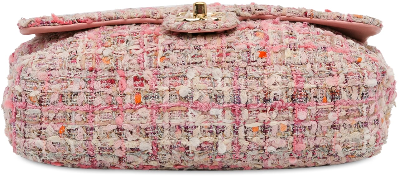 Chanel Medium Tweed Large Pearl Handle Flap Roze