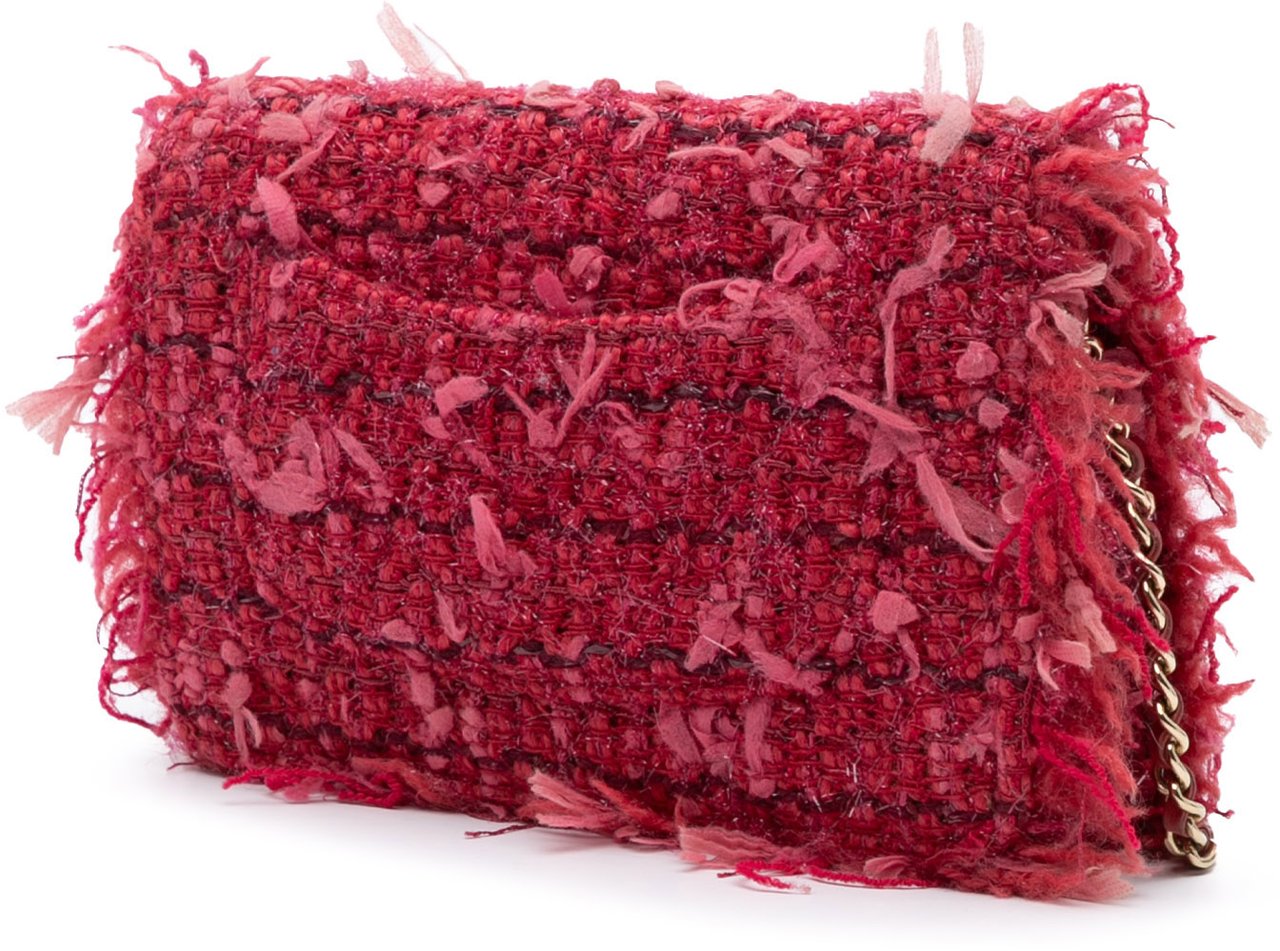 Chanel CC Tweed Wallet On Chain Roze