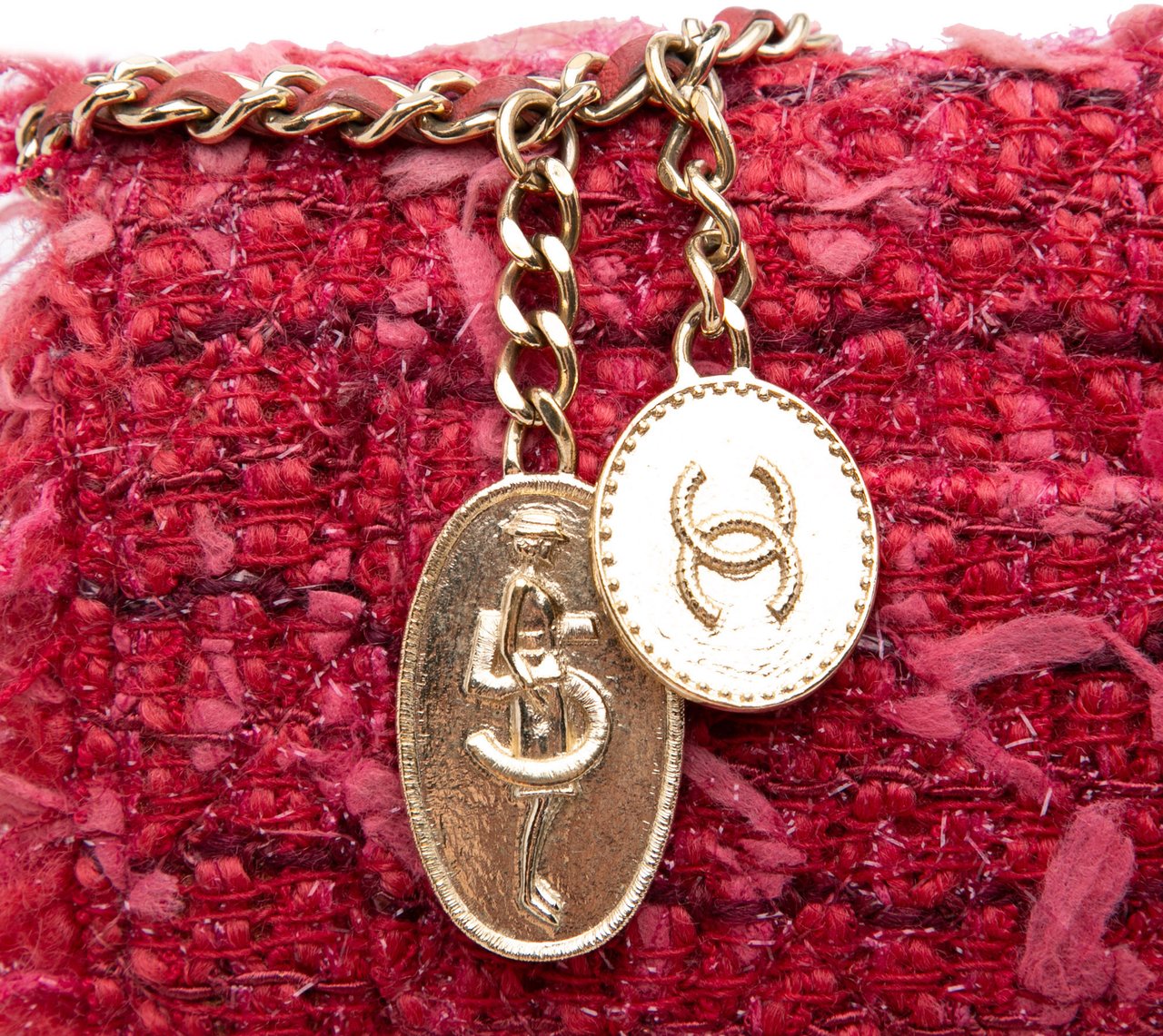 Chanel CC Tweed Wallet On Chain Roze