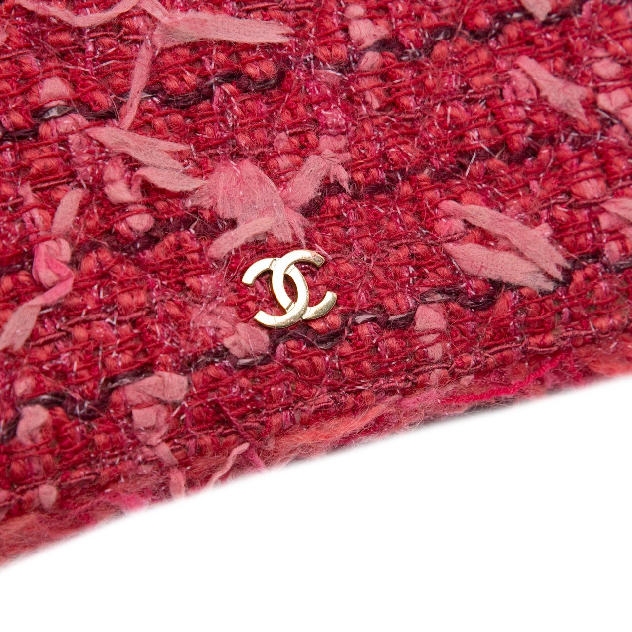 Chanel CC Tweed Wallet On Chain Roze
