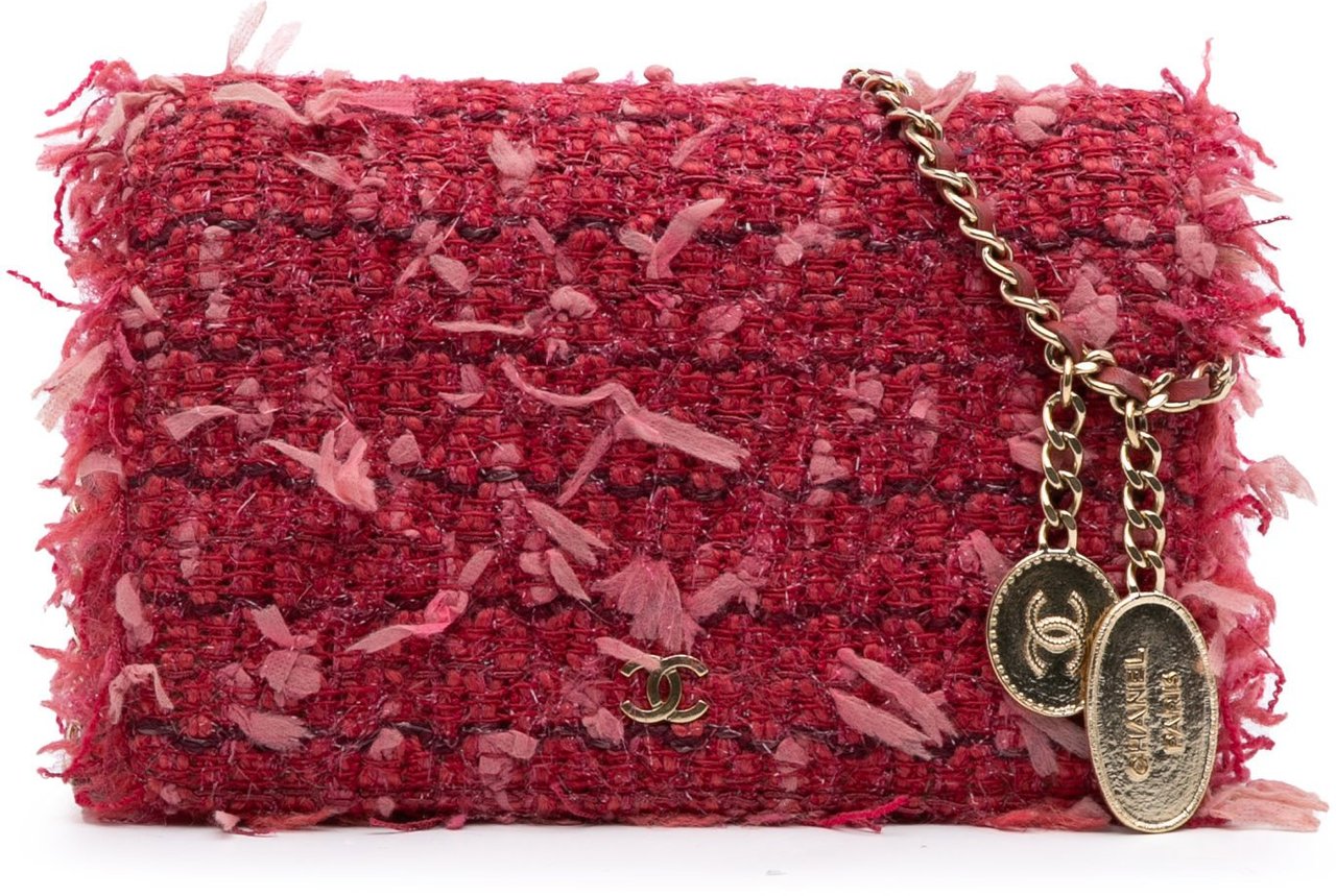Chanel CC Tweed Wallet On Chain Roze