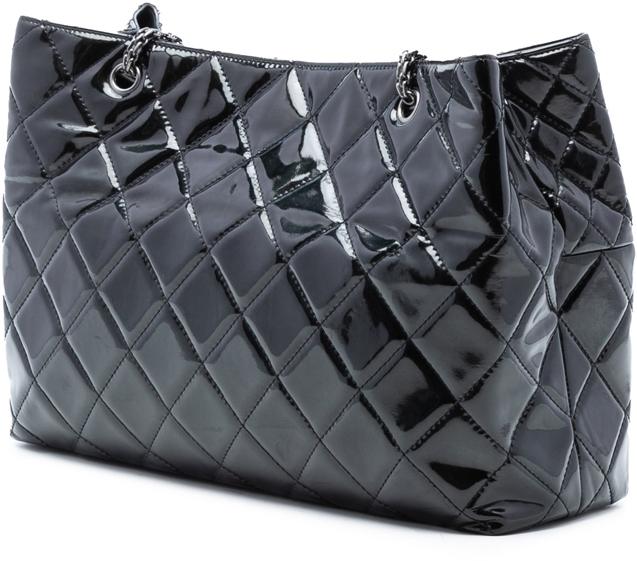 Chanel Quilted Patent Reissue 2.55 Tote Zwart