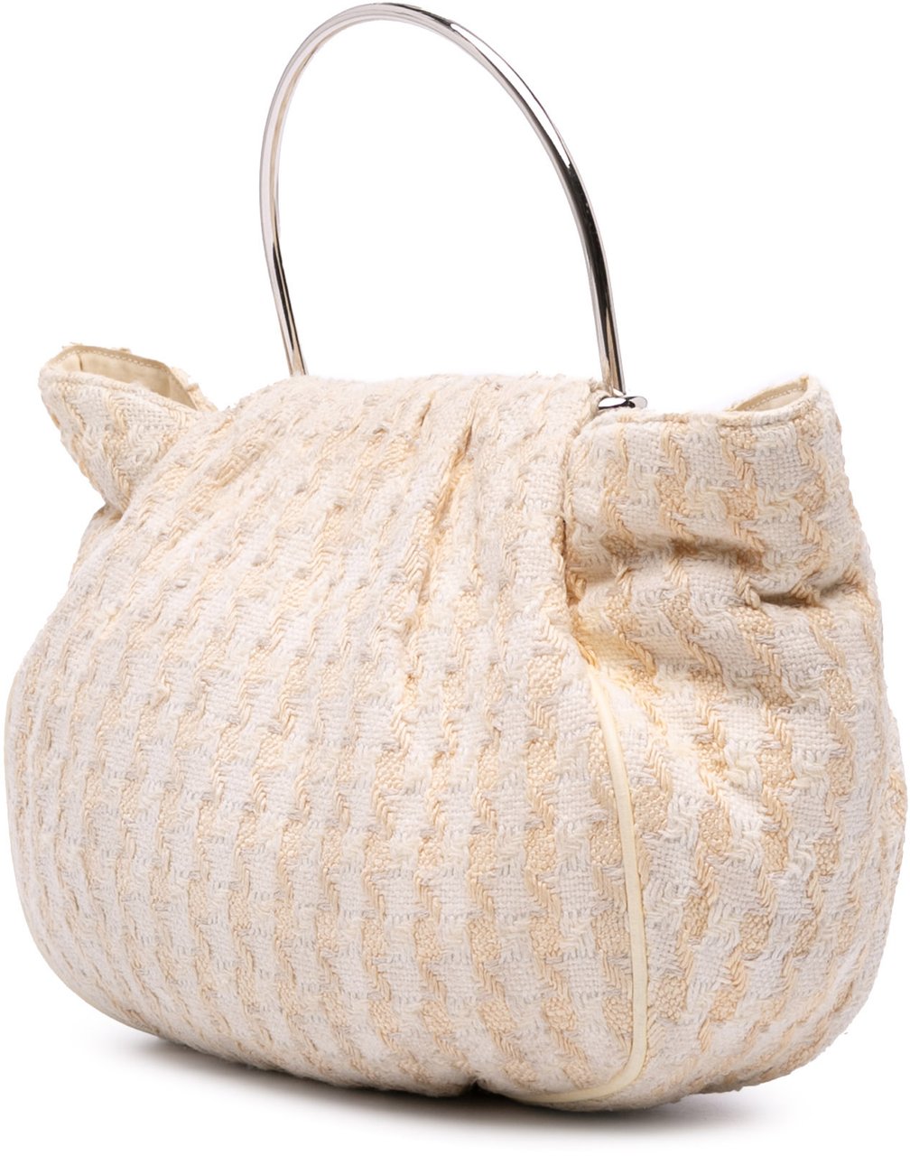Chanel Tweed Boucle Knitting Top Handle Bag Wit