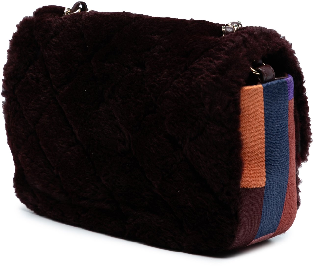 Chanel Mini Rectangular CC Quilted Shearling Color Block Single Flap Rood