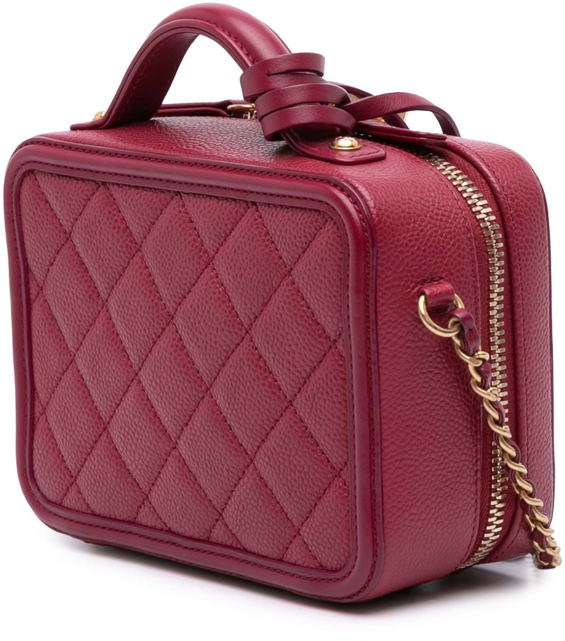 Chanel Small Caviar Filigree Vanity Case Rood