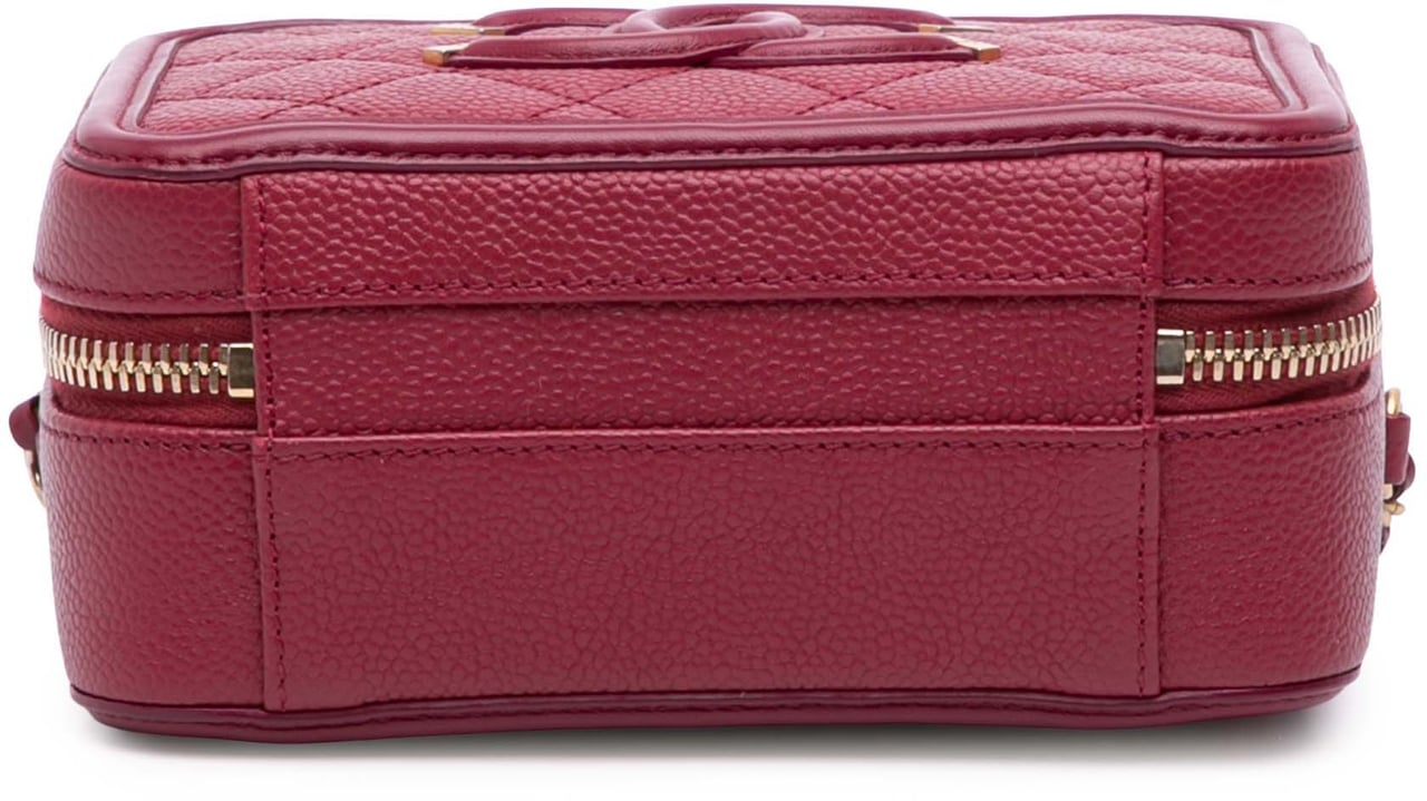 Chanel Small Caviar Filigree Vanity Case Rood