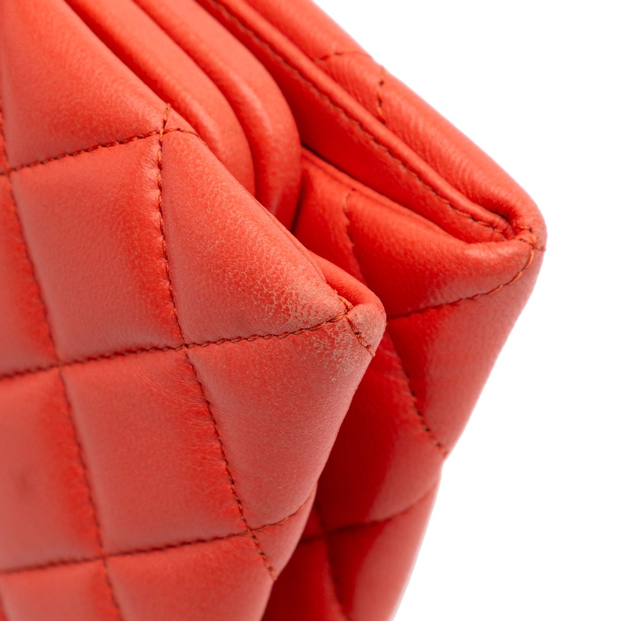 Chanel Quilted Lambskin Crystal Camellia Long Clutch Oranje
