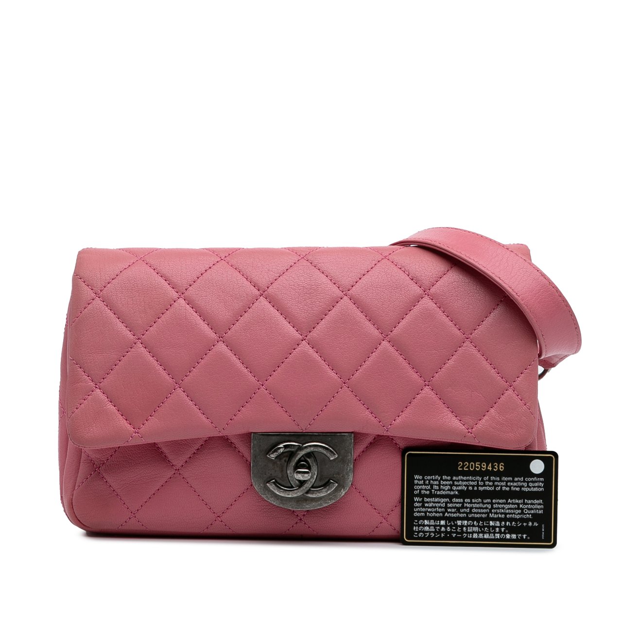 Chanel Small Quilted Goatskin Double Carry Waist Chain Flap Roze