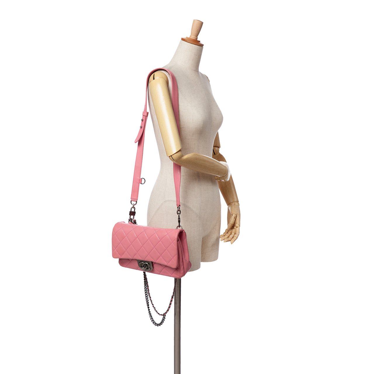 Chanel Small Quilted Goatskin Double Carry Waist Chain Flap Roze