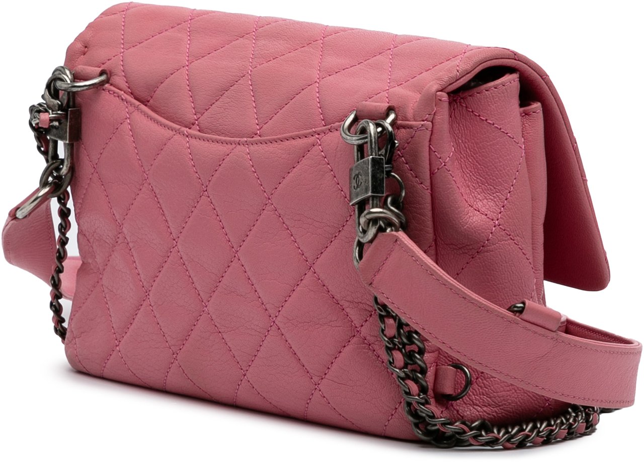 Chanel Small Quilted Goatskin Double Carry Waist Chain Flap Roze