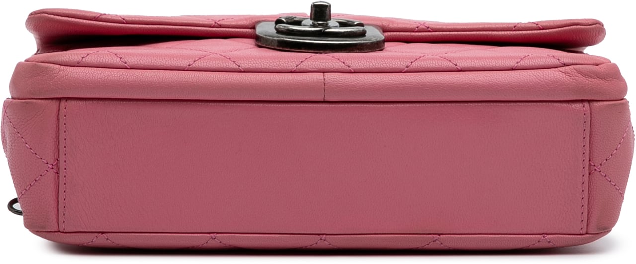 Chanel Small Quilted Goatskin Double Carry Waist Chain Flap Roze