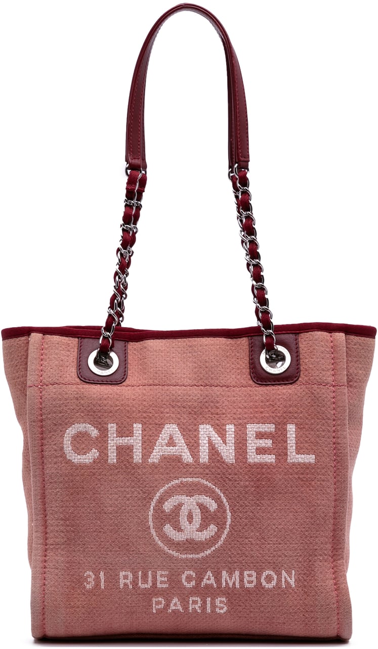 Chanel Mini Canvas Deauville Tote Rood