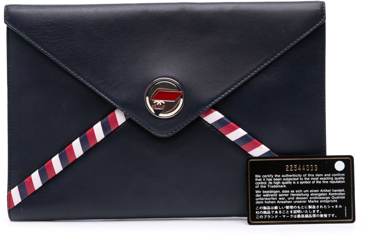 Chanel Lambskin Airlines Envelope Clutch Zwart
