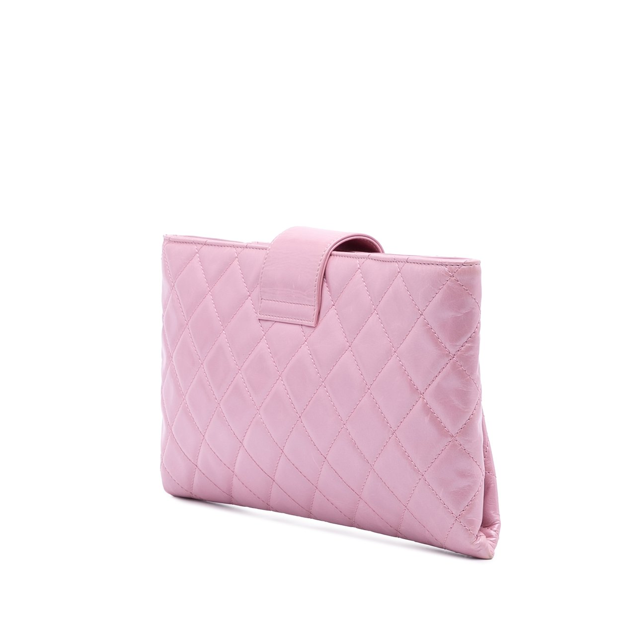 Chanel Quilted Glazed Calfskin Coco Pleats Clutch Roze